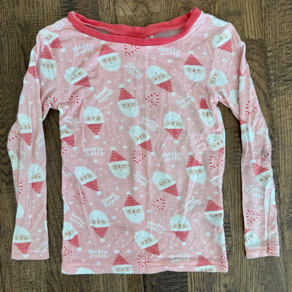 Tres Beau Et Belle Santa Pink Christmas Pajamas Bamboo Holly‎ Jolly Size 2T N